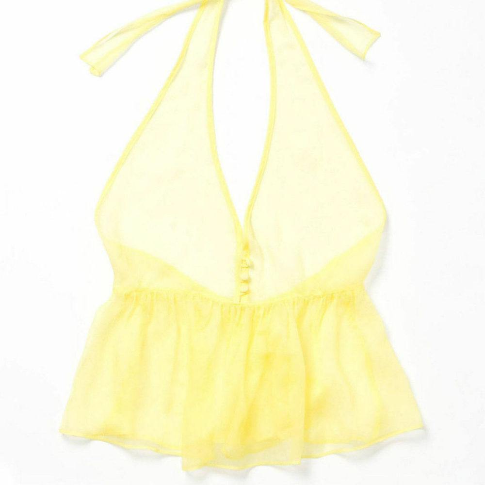 Anthropologie Silk Halter Camisole Cami By Zinke Light Yellow Sheer Sizes S & M